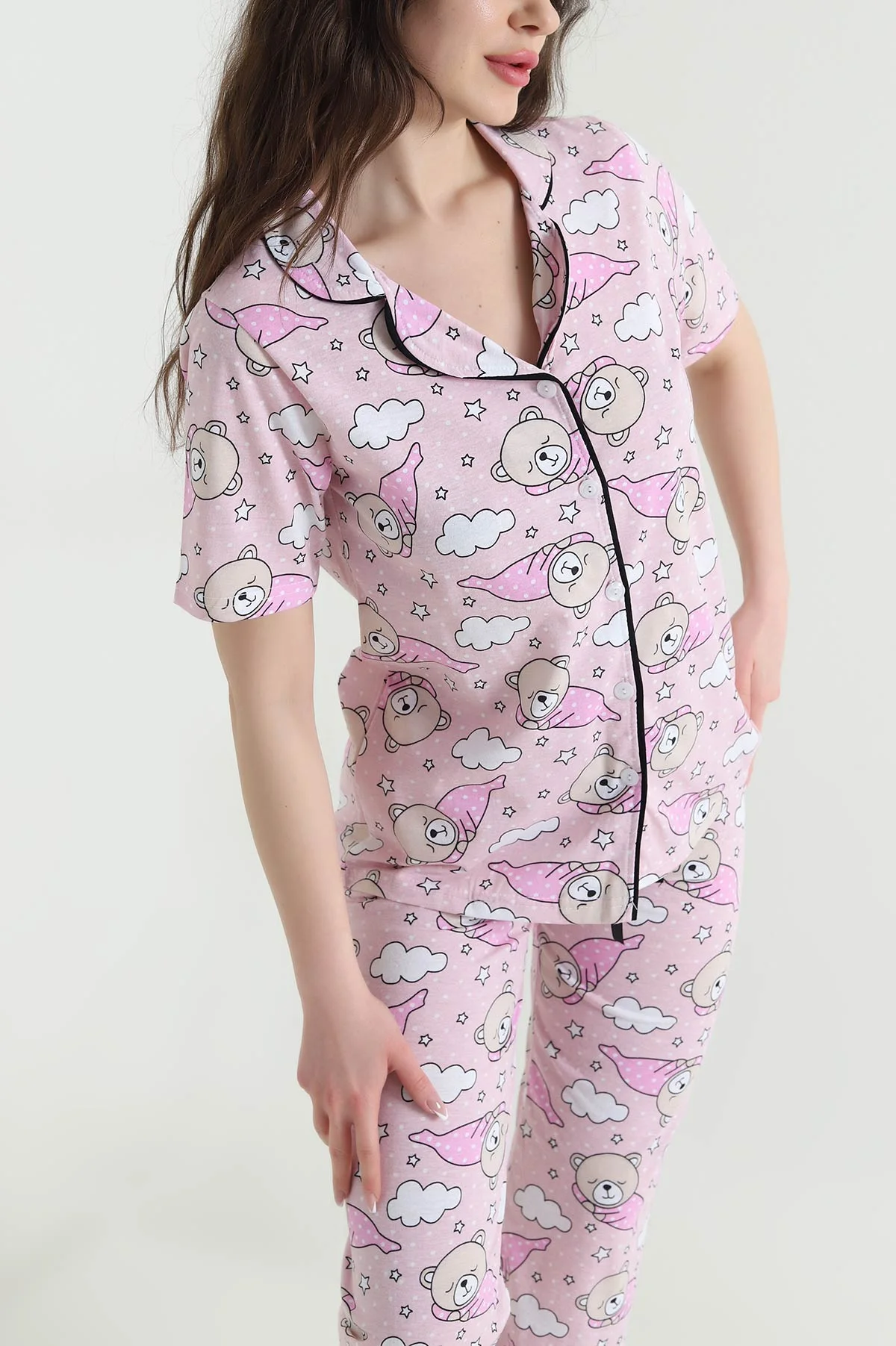 Pudra Baskılı Süprem Kadın Pijama Takımı 451871