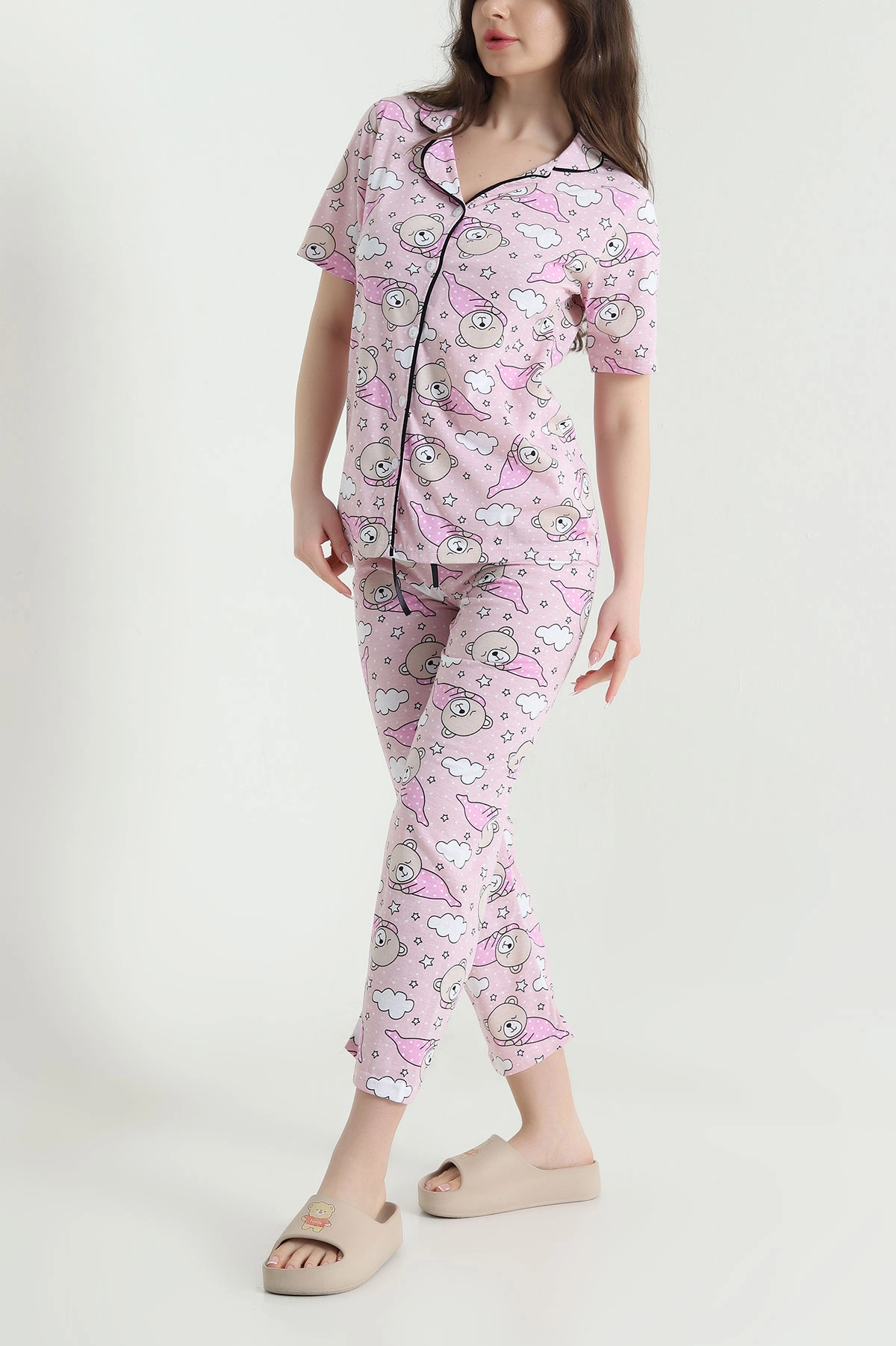 Pudra Baskılı Süprem Kadın Pijama Takımı 451871