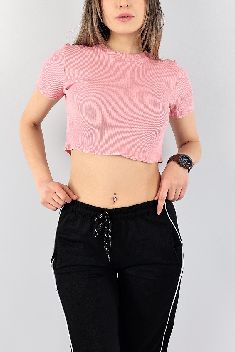 Pudra Bisiklet Yaka Fitilli Crop 97029