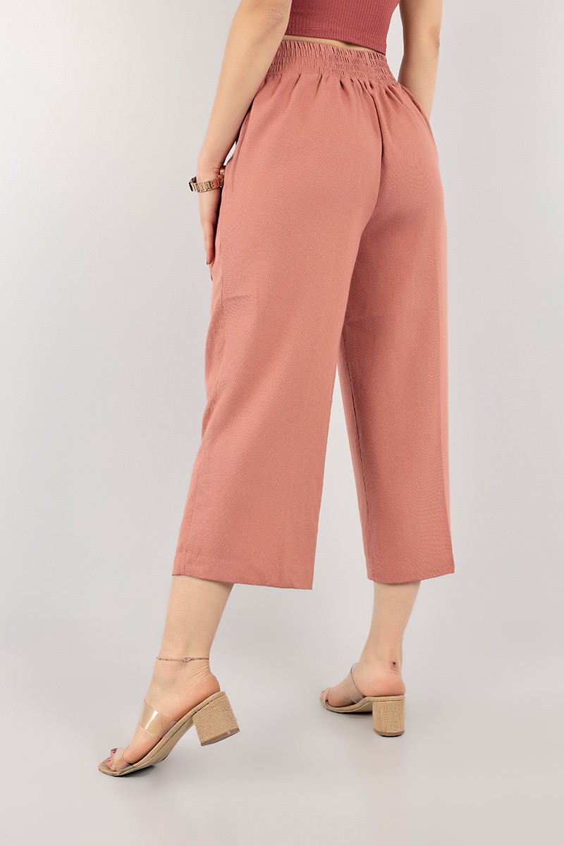 Pudra Bol Paça Midi Keten Pantolon 104728