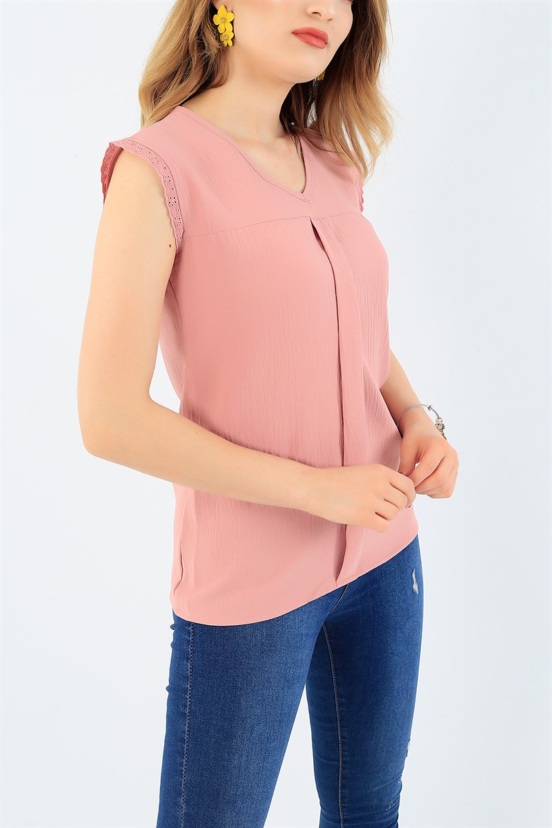Pudra Dantelli Kol Bluz 35643