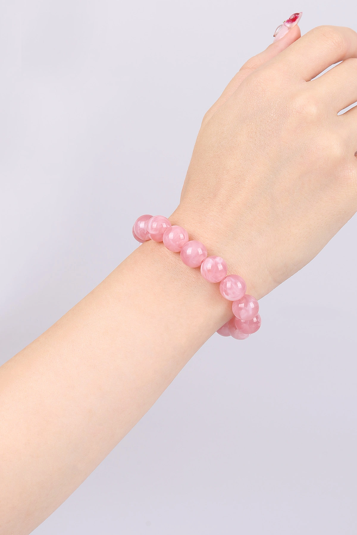 Pudra Doğal Taş Unisex Lastikli Bileklik 468940