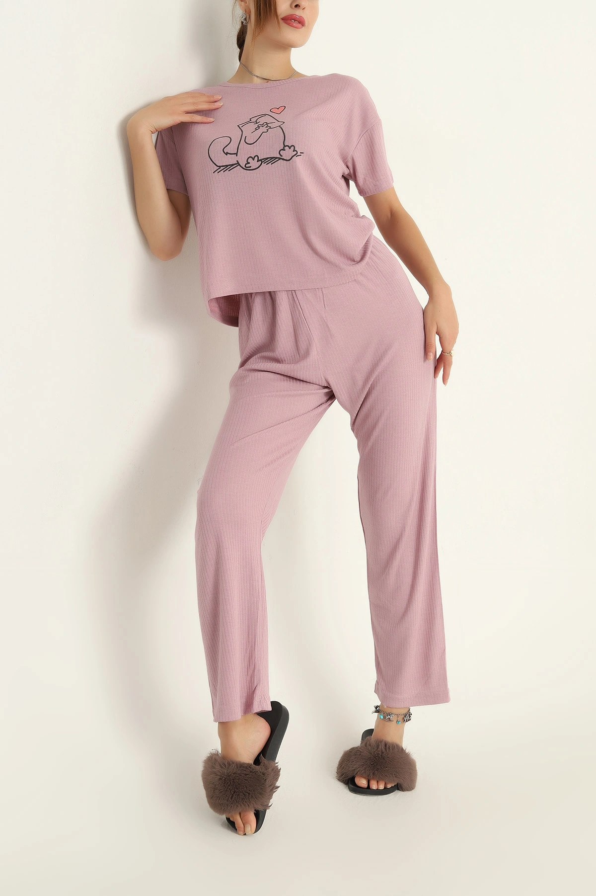 Pudra Fitilli Viskon Bayan Pijama Takımı 288968