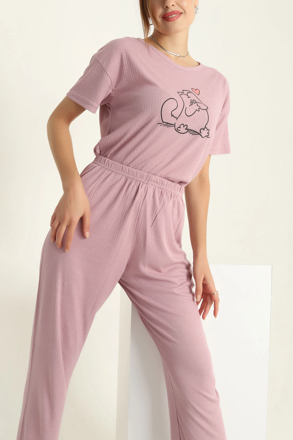 Pudra Fitilli Viskon Bayan Pijama Takımı 288968