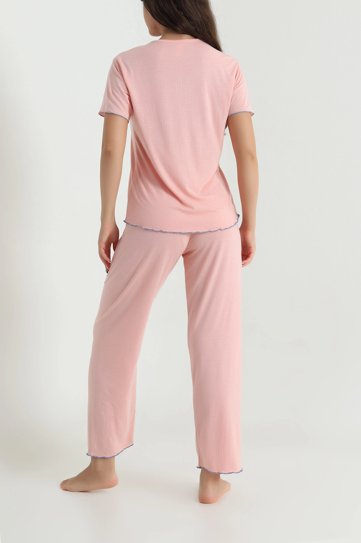 Pudra Fiyonk Detay Kadın Pijama Takımı 467255