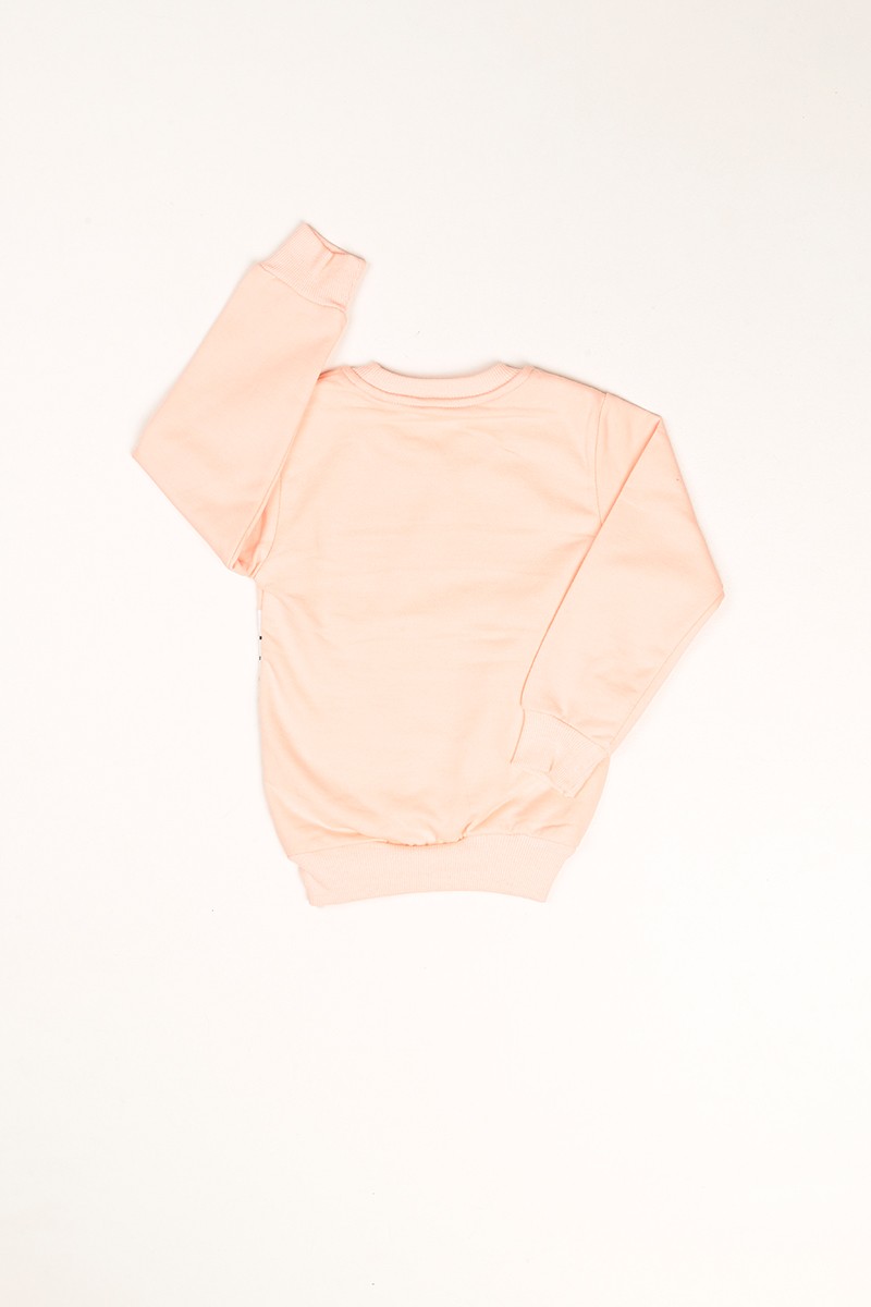 Pudra İçi Şardonlu Baskılı Kız Çocuk Sweat 80745