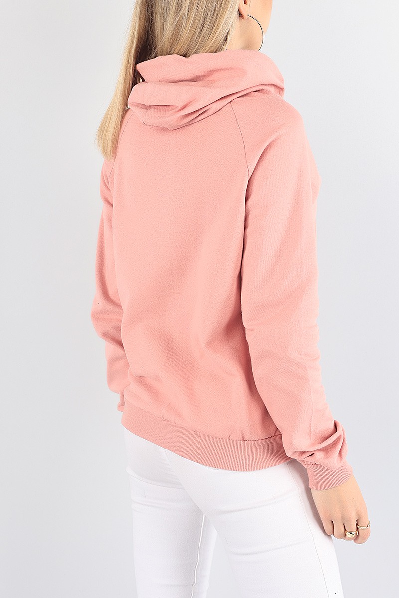 Pudra İçi Şardonlu Kapüşonlu Bayan Sweat 87744