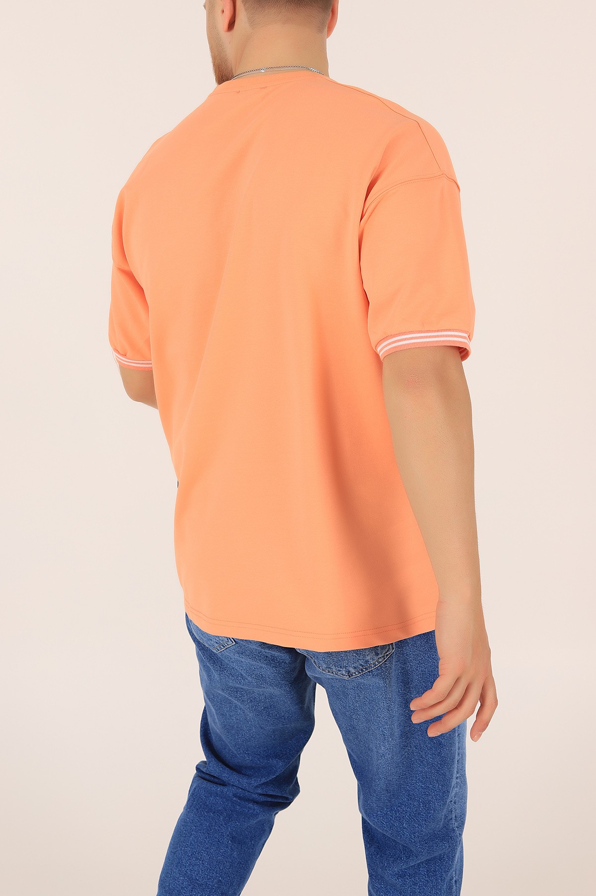 Pudra İki İp İşlemeli Oversize Tişört 163545