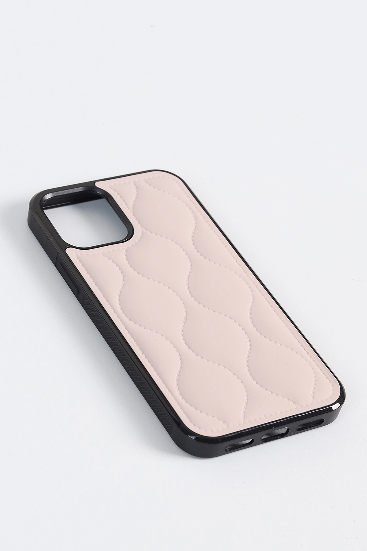 Pudra iPhone 12 Pro Uyumlu Pie Serisi Lüks Dikiş Desenli Telefon Kılıfı 348371