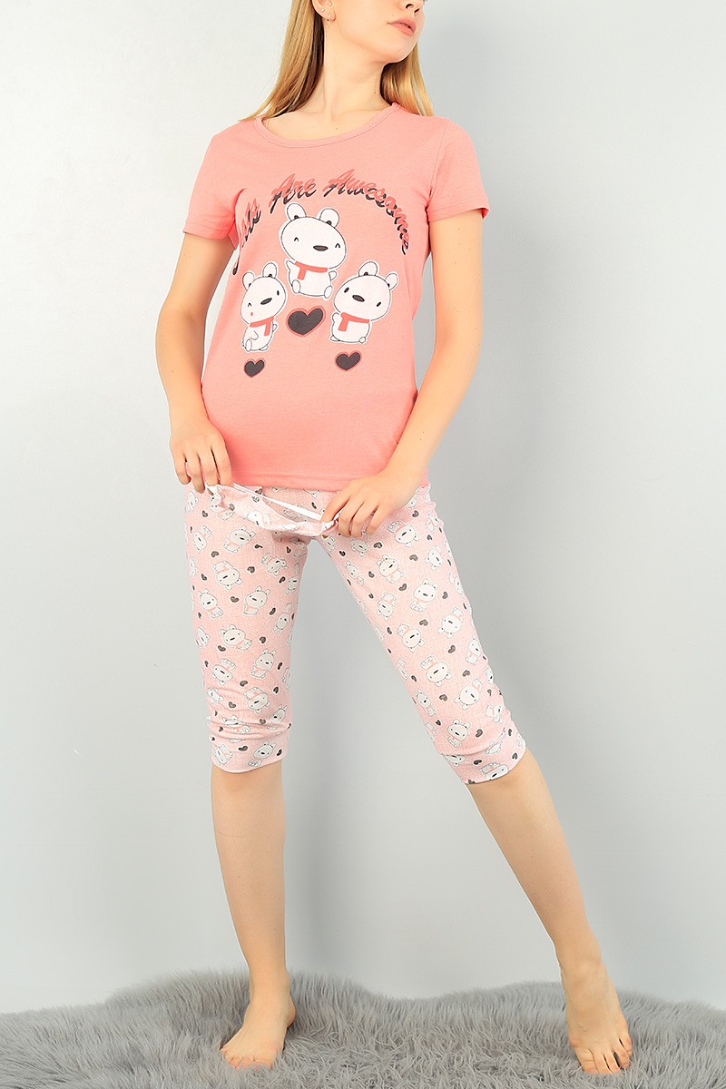 Pudra Kapri Şortlu Bayan Pijama Takımı 69895