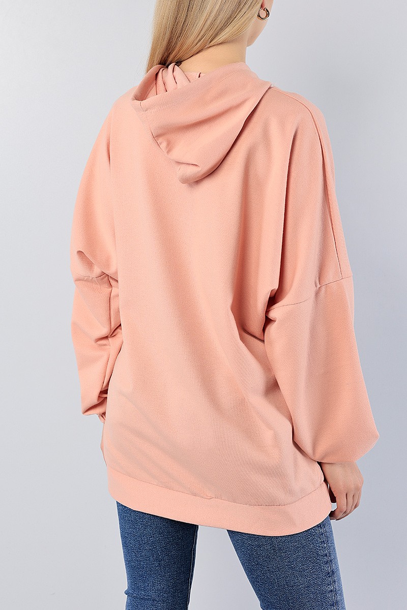 Pudra Kedi Nakışlı Sweat Tunik 79921