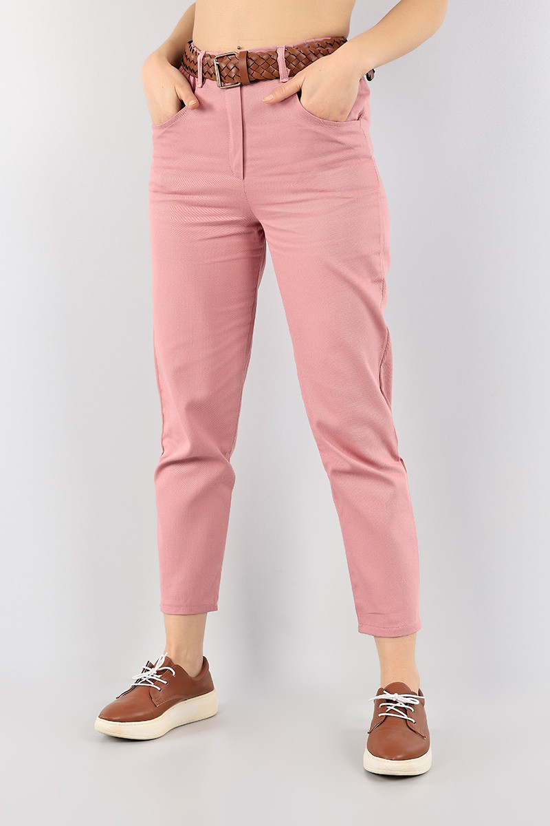 Pudra Kemerli Bayan Gabardin Pantolon 96604