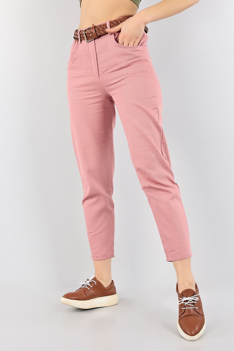 Pudra Kemerli Bayan Gabardin Pantolon 96604