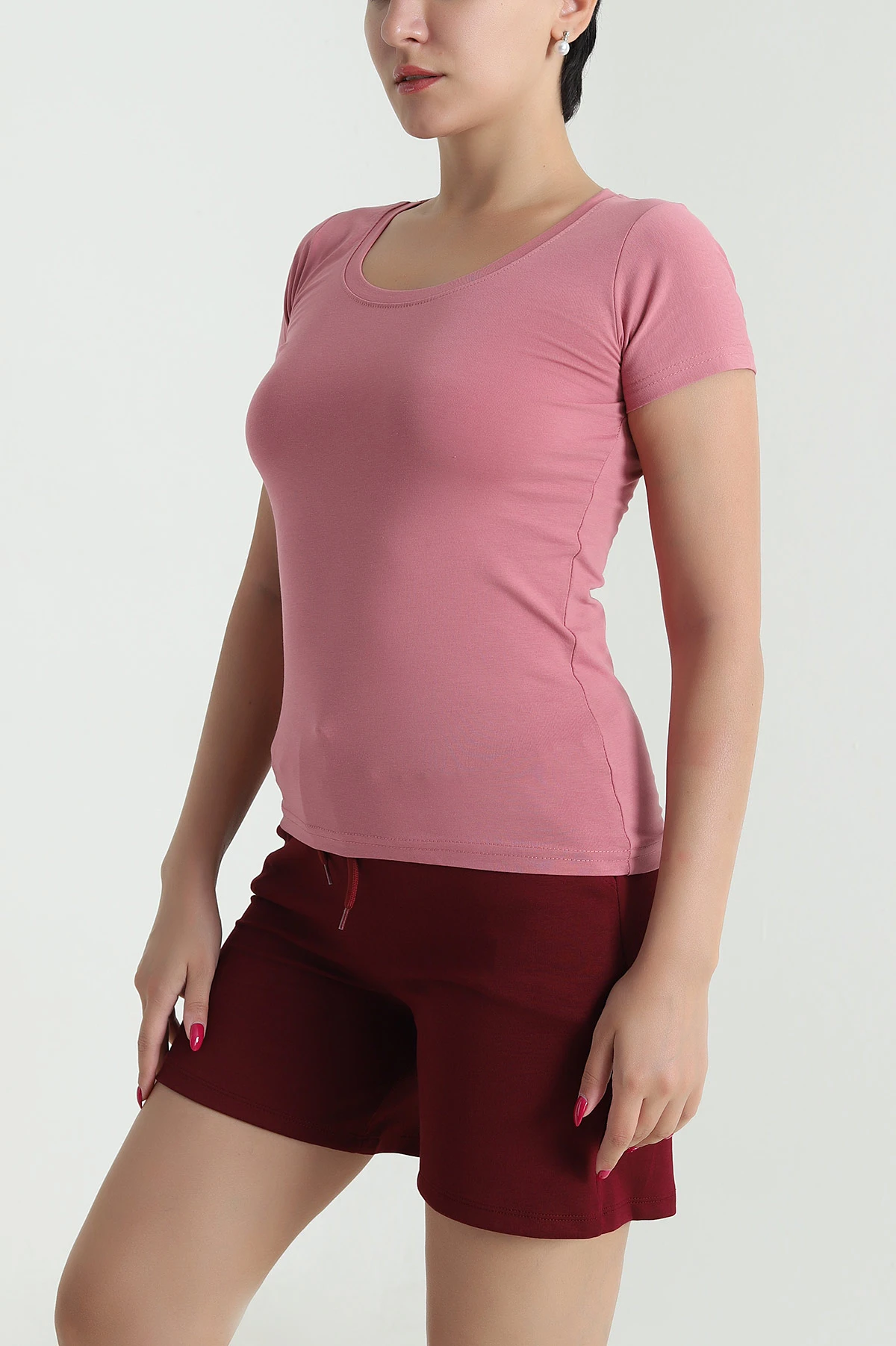 Pudra Likralı Süprem Kadın Body Tişört 478346