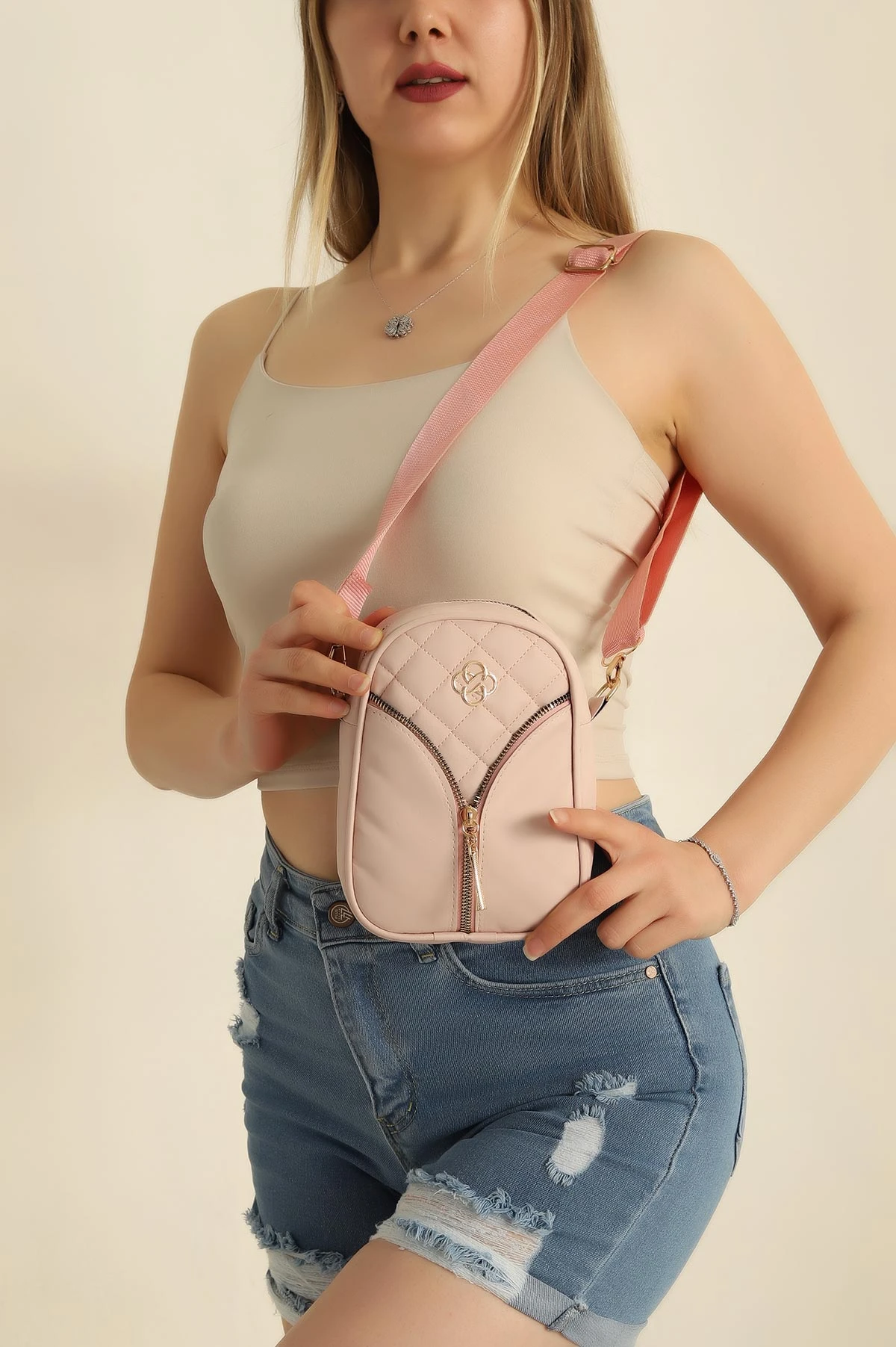 Pudra Mini Boy Kapitone Omuz Çantası 264375