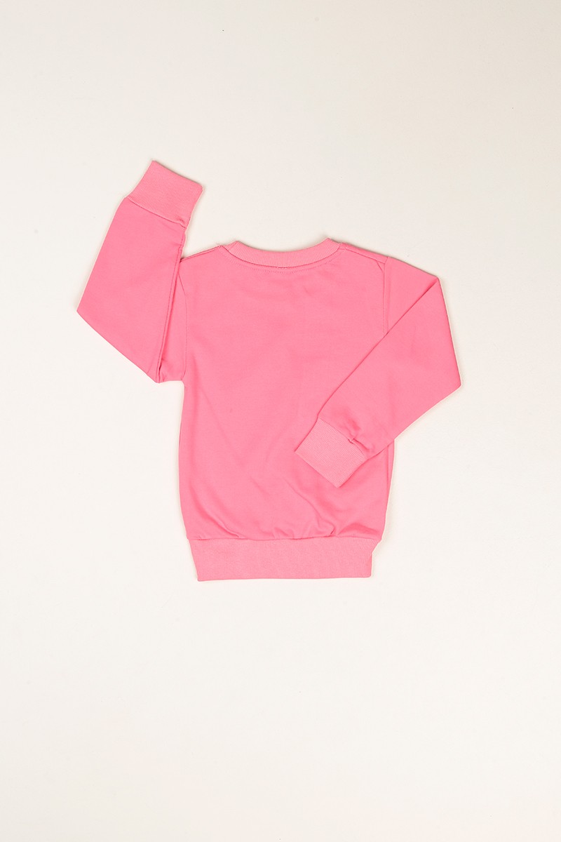 Pudra Minnie Baskılı İçi Şardonlu Kız Çocuk Sweat 80939