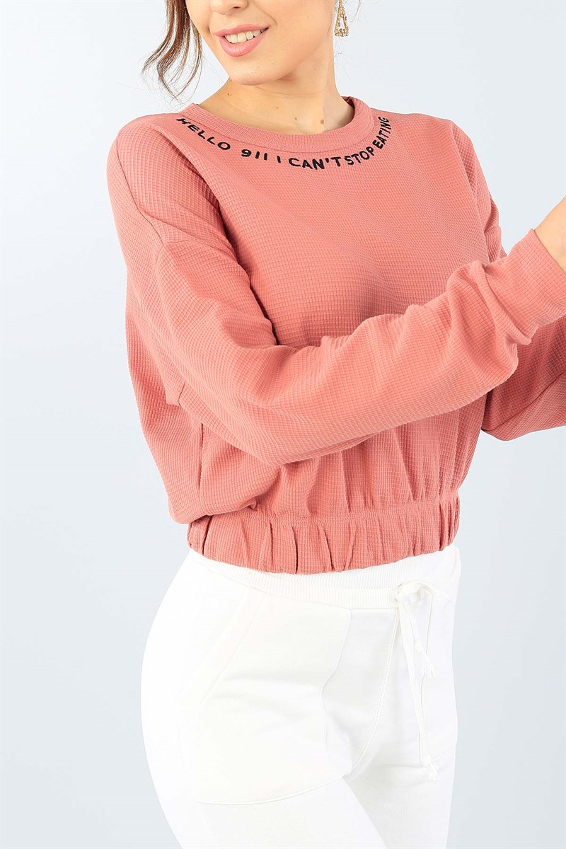 Pudra Nakış İşlemeli Bayan Sweat 39549
