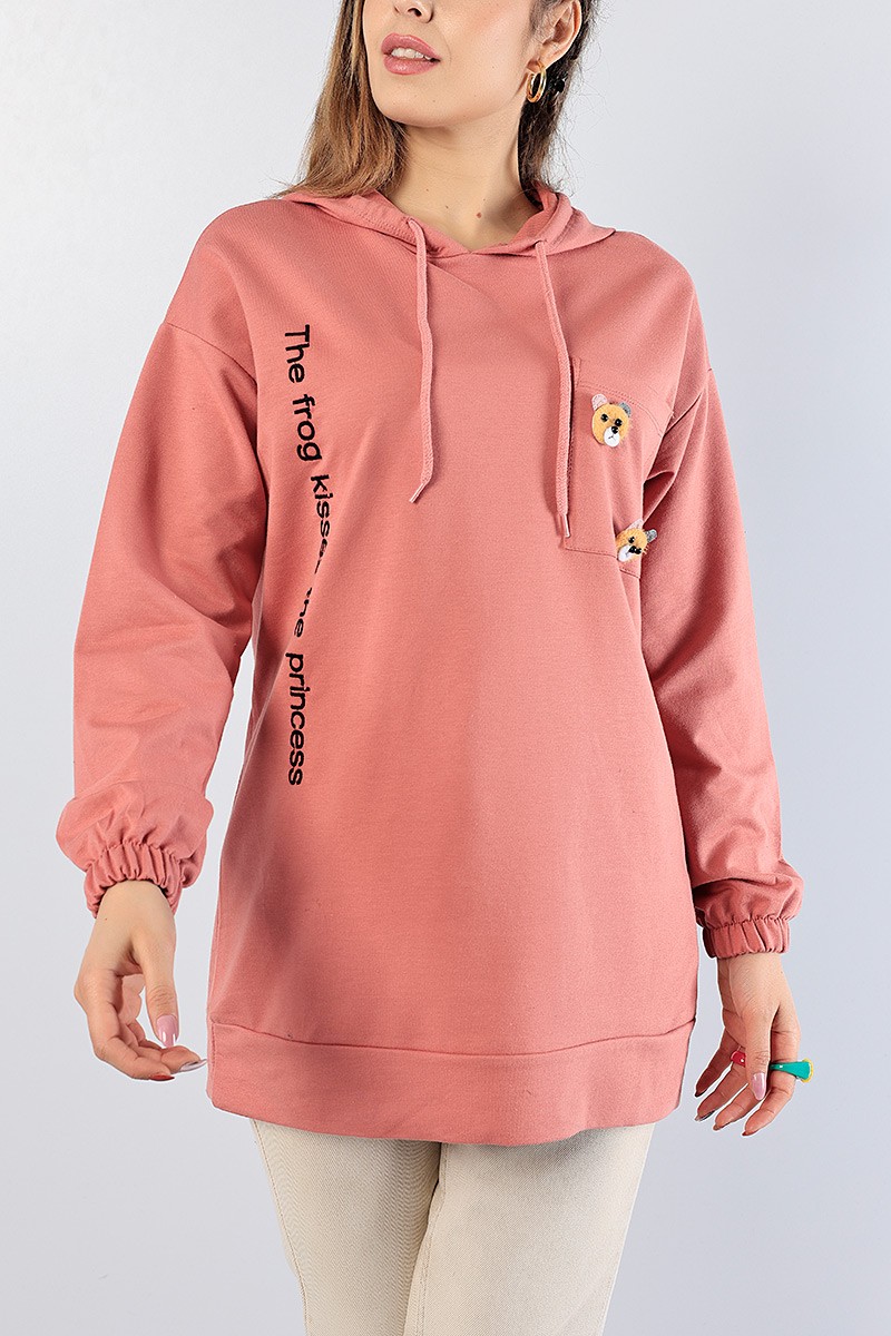 Pudra Nakışlı Sweat Tunik 81203