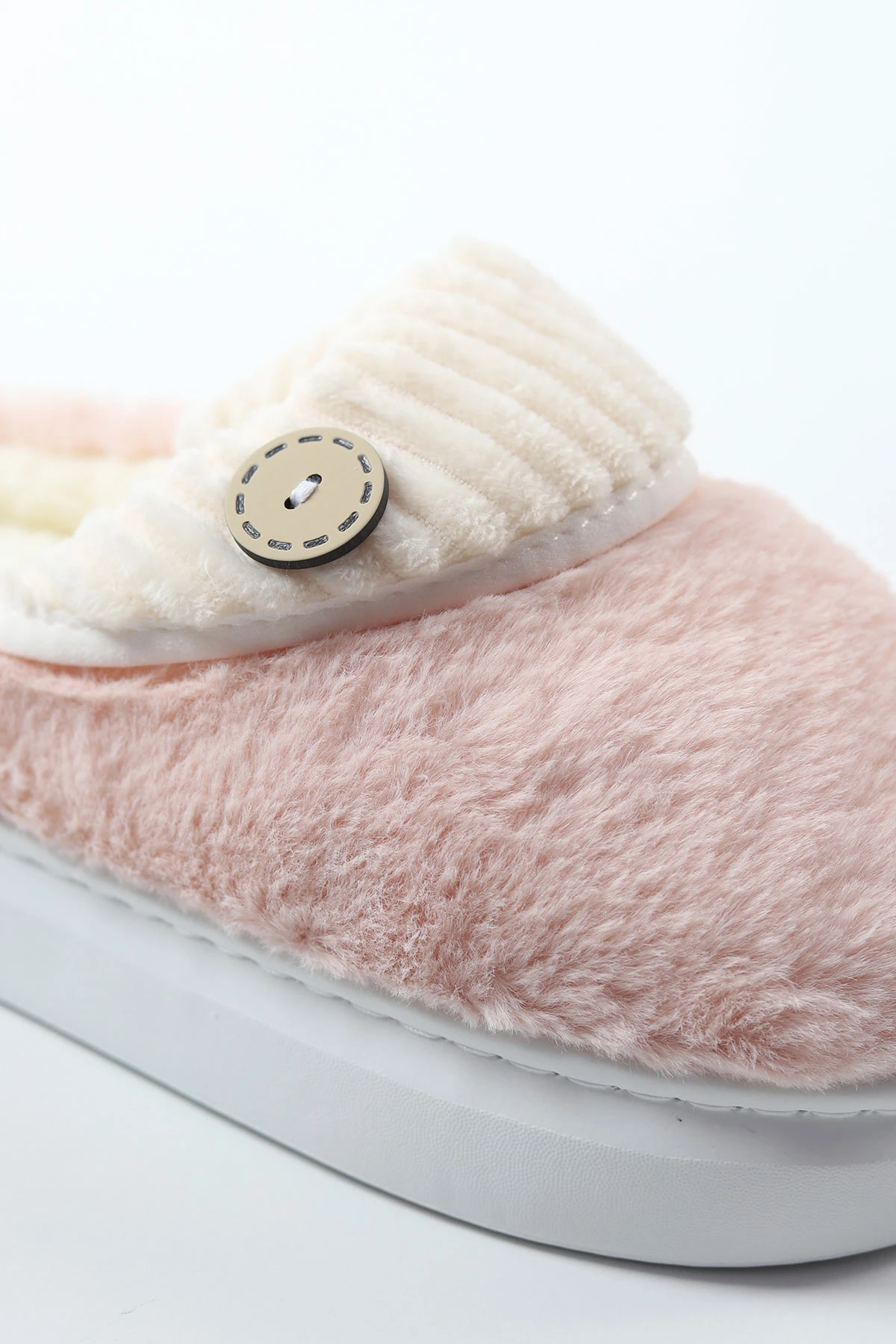 Pudra Peluş İçi Tüylü Kadın Ev Terliği 490078