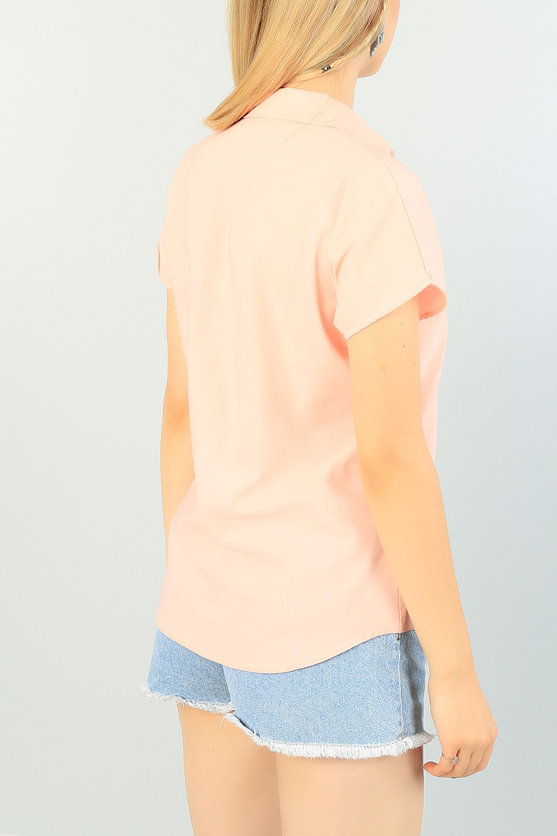 Pudra Poplin Kumaş Bayan Gömlek 73363