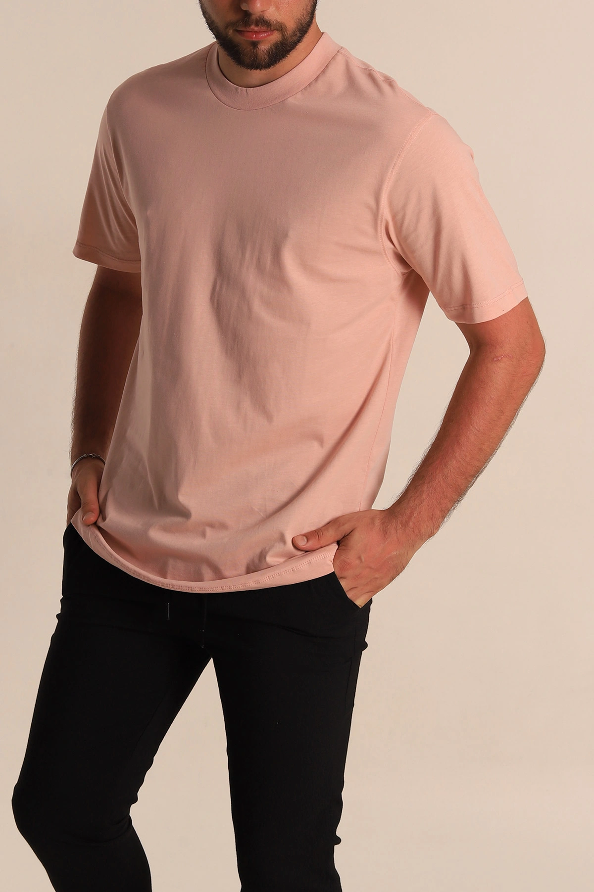 Pudra Relaxed Fit Basic Erkek Tişört 279893