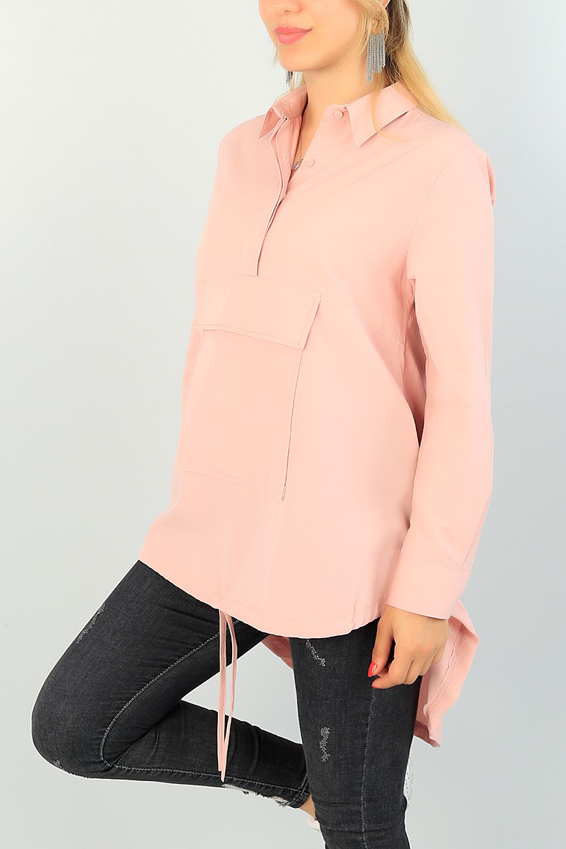 Pudra Sıkmalı Tasarım Poplin Tunik 70942