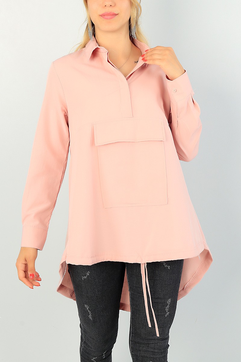 Pudra Sıkmalı Tasarım Poplin Tunik 70942