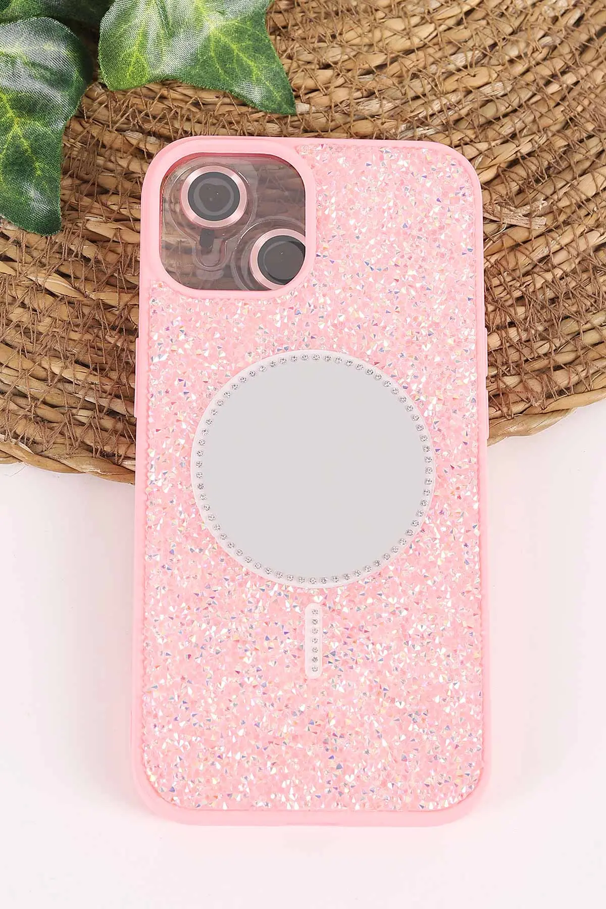 Pudra TeknoCase İPhone 13 Uyumlu Mirror Diamond Case Serisi Aynalı Sert Silikon Telefon Kılıfı 458477