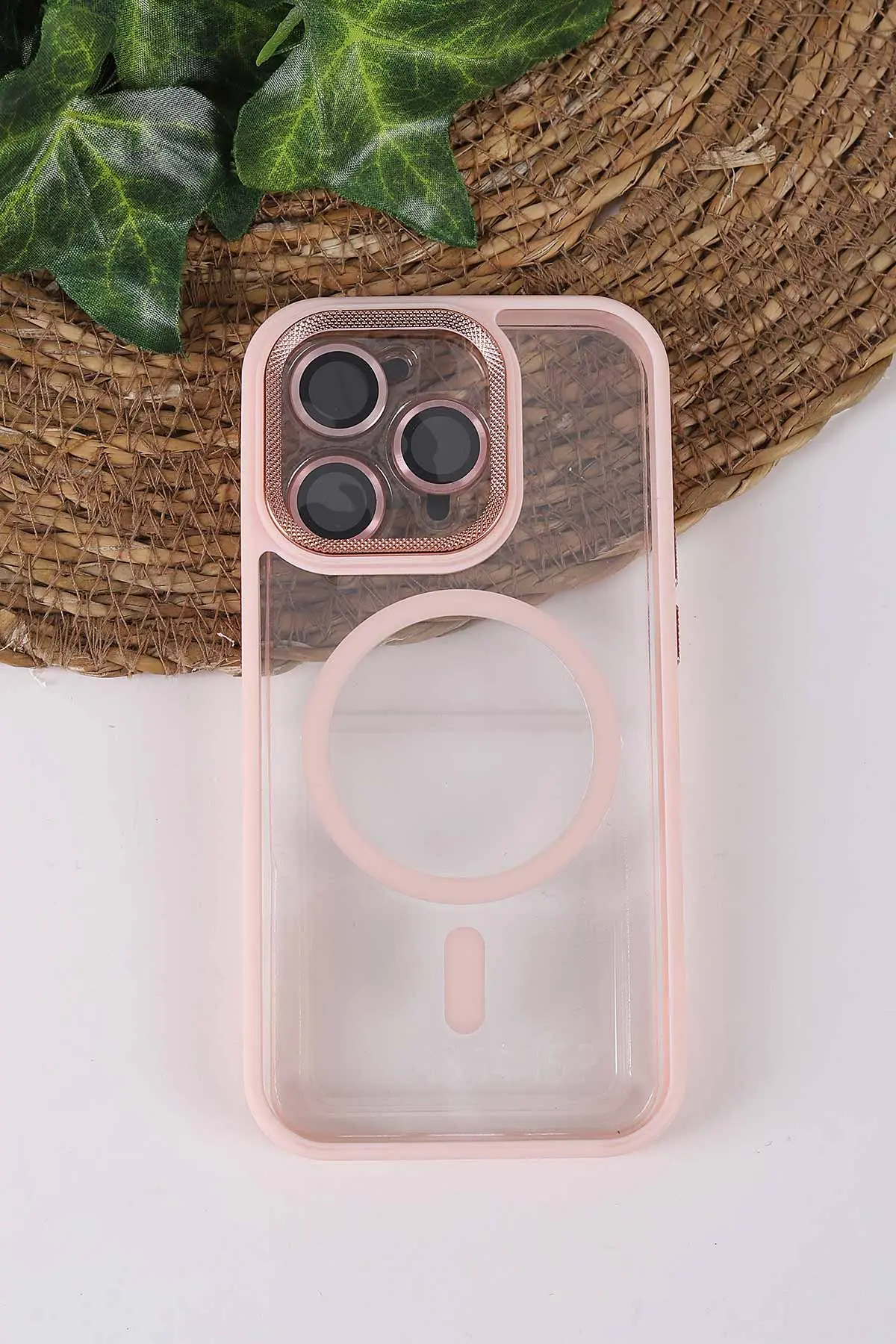 Pudra TeknoCase İPhone 14 Pro Uyumlu Clear Lüx Case Serisi Lens Hediyeli Sert Silikon Telefon Kılıfı 430703