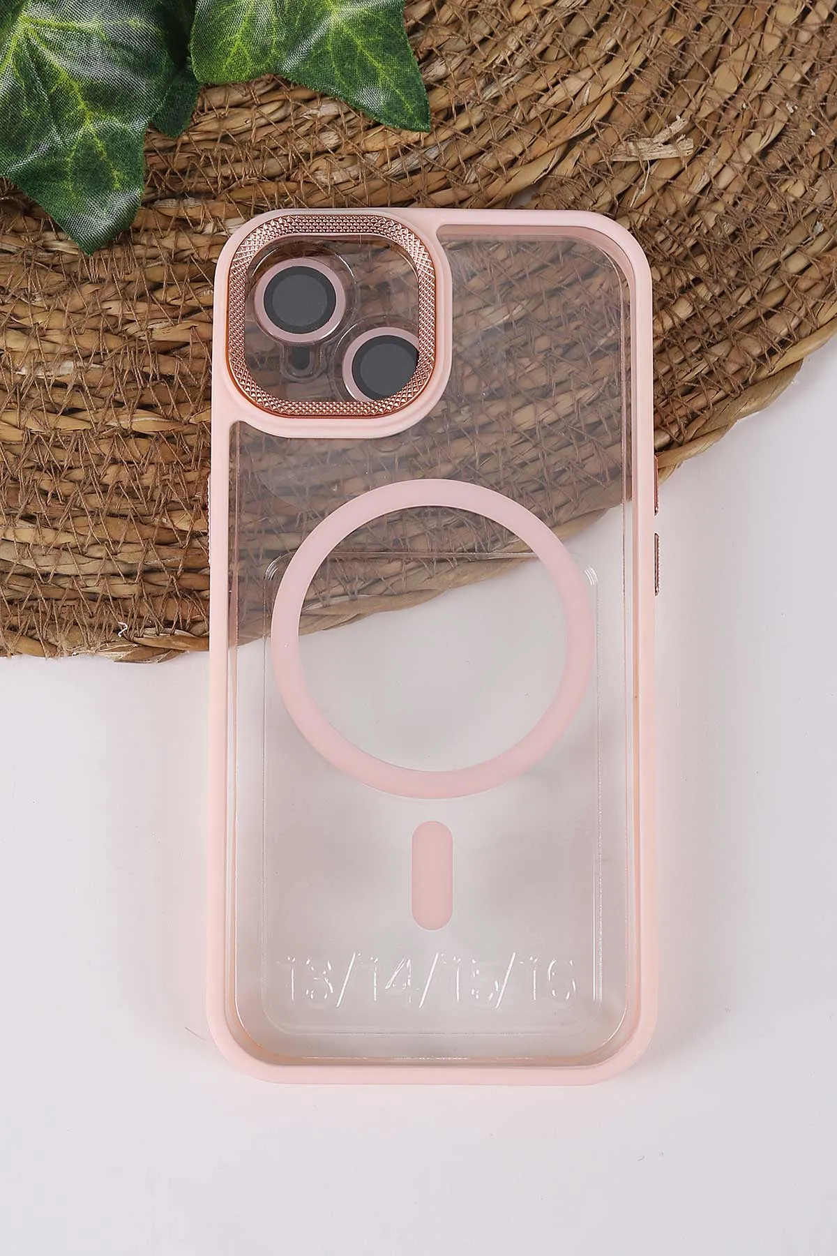 Pudra TeknoCase İPhone 14 Uyumlu Clear Lüx Case Serisi Lens Hediyeli Sert Silikon Telefon Kılıfı 430697