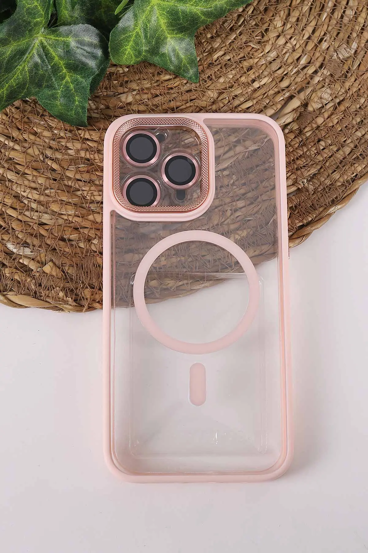 Pudra TeknoCase İPhone 15 Pro Max Uyumlu Clear Lüx Case Serisi Lens Hediyeli Sert Silikon Telefon Kılıfı 430729