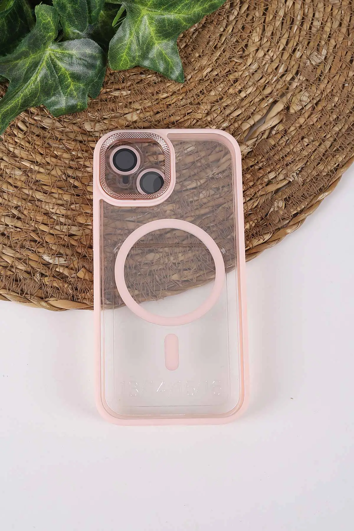 Pudra TeknoCase İPhone 15 Uyumlu Clear Lüx Case Serisi Lens Hediyeli Sert Silikon Telefon Kılıfı 430718