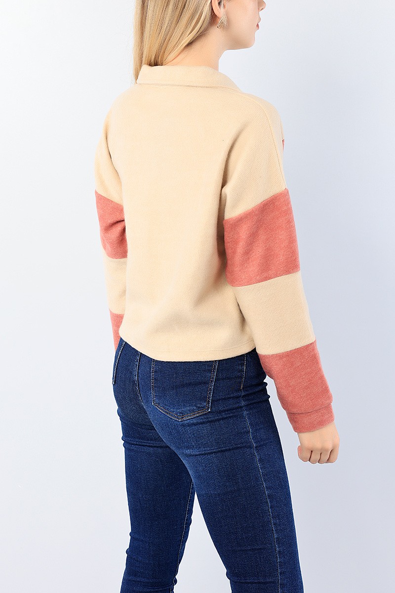 Pudra Yakalı Bayan Düğmeli Sweat 75162