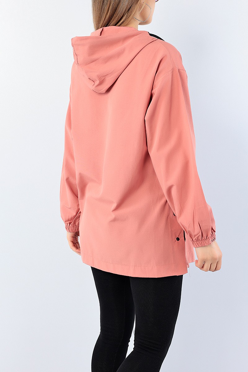 Pudra Yan Çıtçıtlı Fermuarlı Tunik 75112
