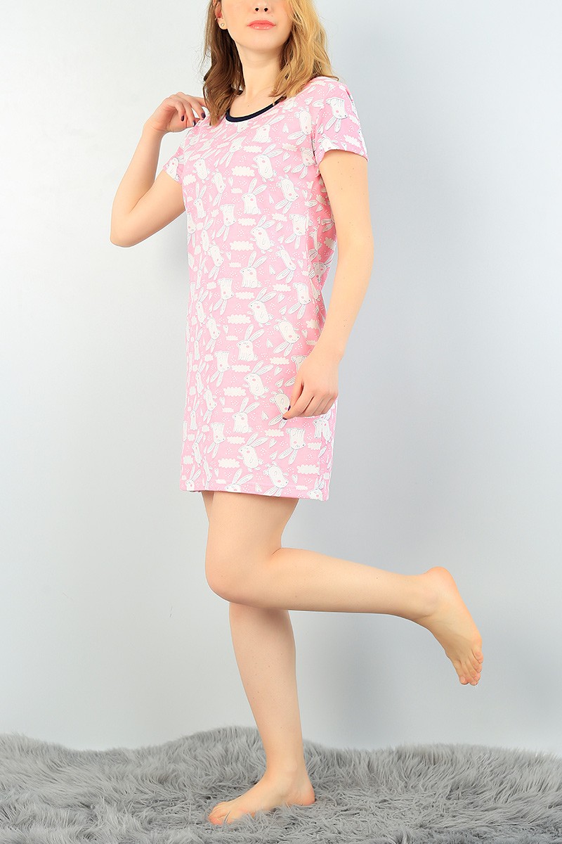 Pudra Yazlık Bayan Elbise Pijama 64184