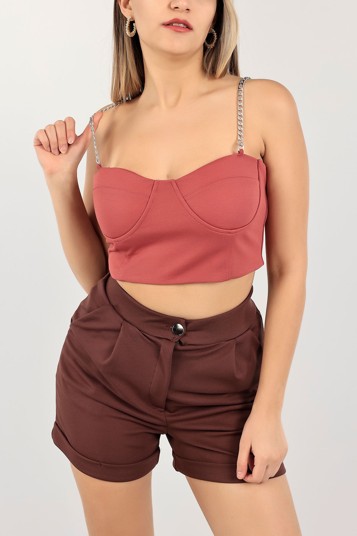 Pudra Zincir Askılı Bluz 109664