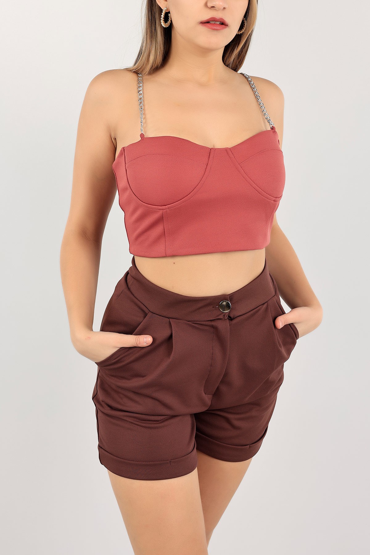 Pudra Zincir Askılı Bluz 109664