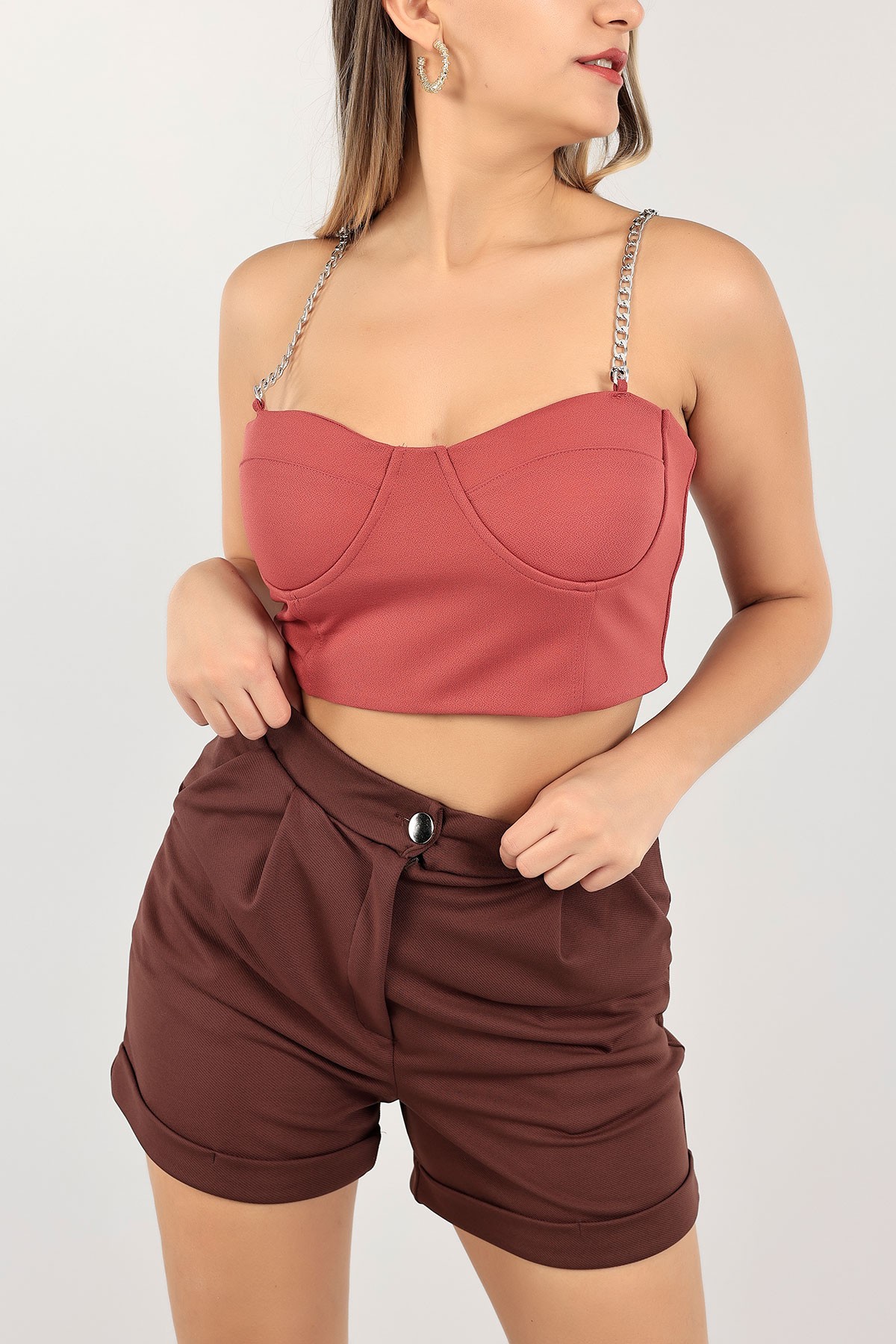Pudra Zincir Askılı Bluz 109664