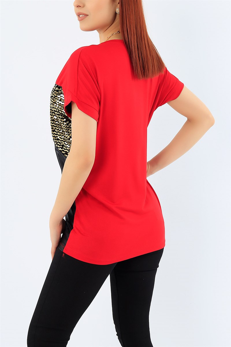 Pul Payet Kırmızı Bluz 31130