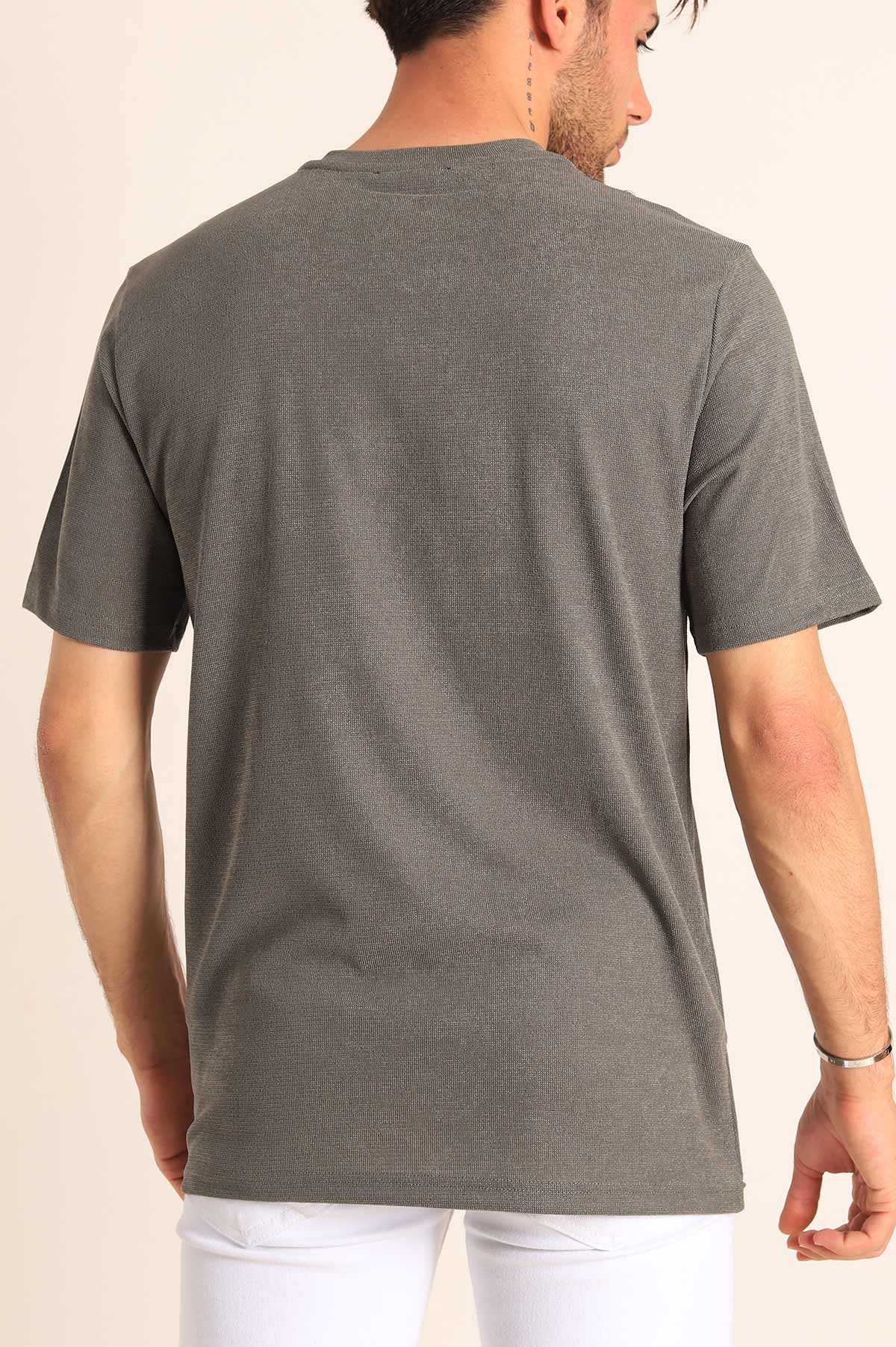 Relaxed Fit Dokulu Slogan Baskılı Erkek Tişört 186771