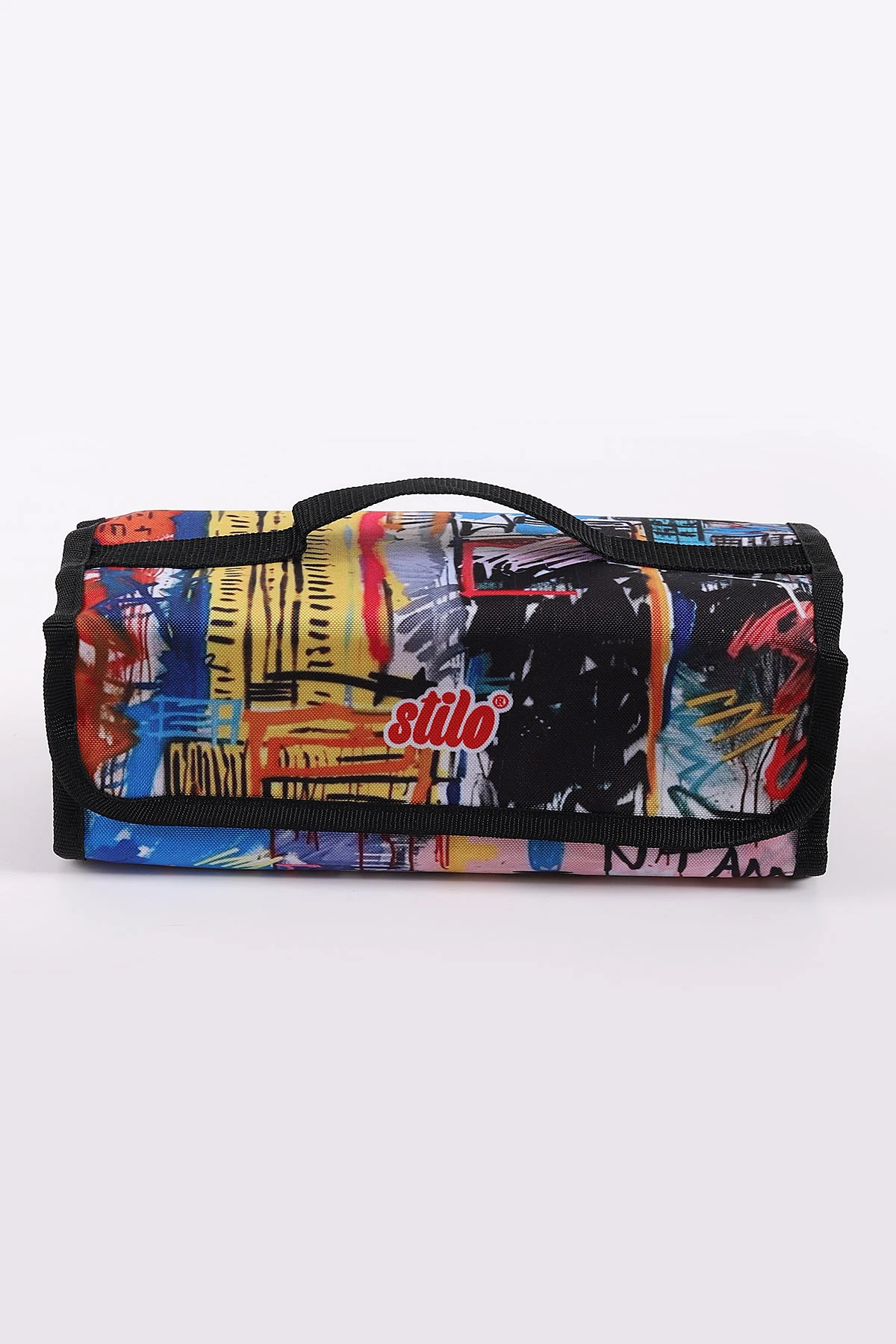 Renkli 10x25 Cm Stilo Kumaş Desenli 4 Gözlü Çantalı Kalem Kutu 441705