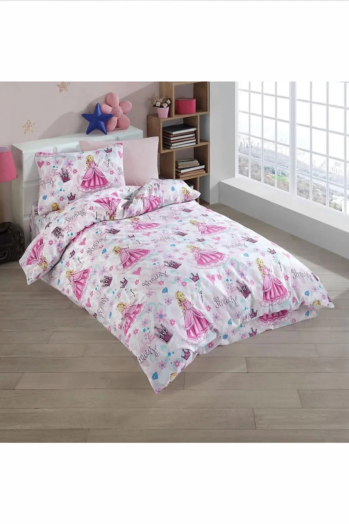 Renkli 160x240 Cm Evnur Desenli Tek Kişilik Nevresim Takımı 455112