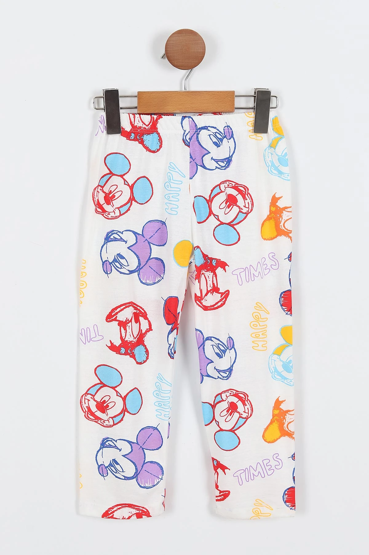 Renkli (3-8 Yaş) Happy Times Baskılı Ön Düğmeli Kız Çocuk Pijama Takım 337885