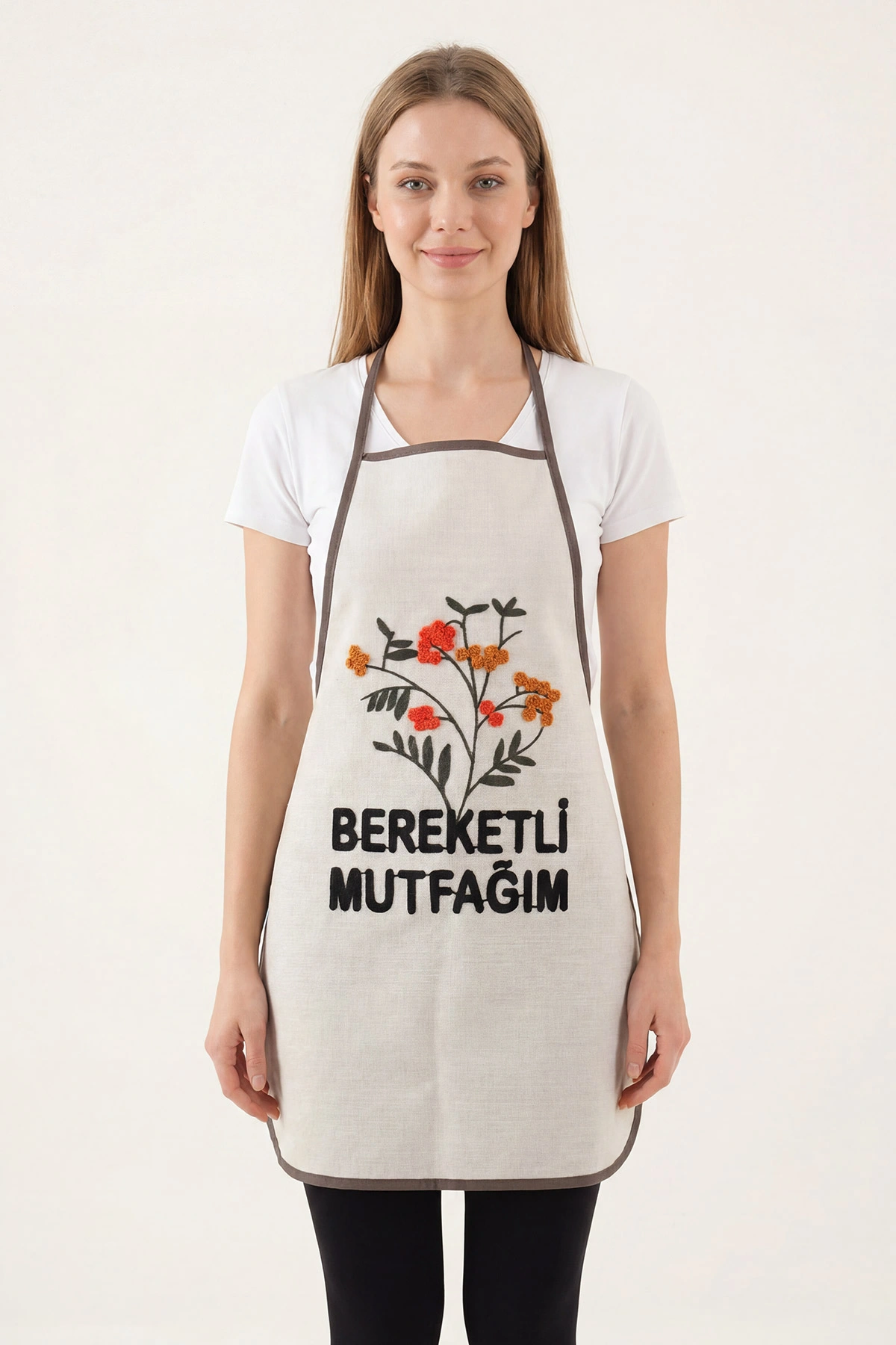Renkli 50x70 Cm Keten Punch Nakışlı Mutfak Önlüğü 455259