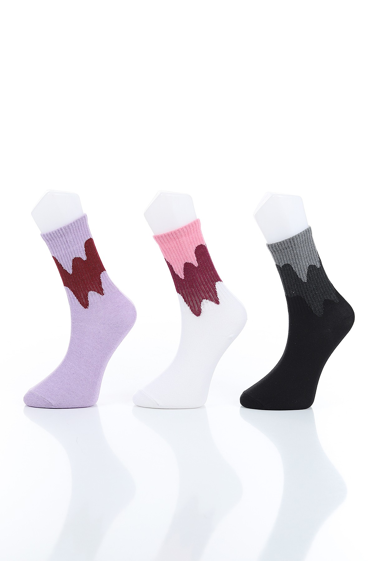 Renkli Bayan Üçlü Soket Çorap 154691