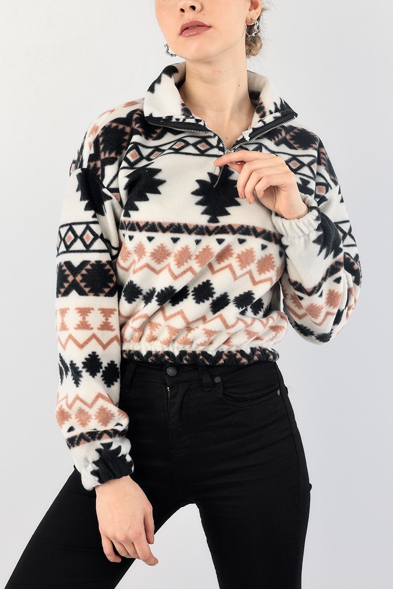 Renkli Desenli Bayan Polar Sweat 88720