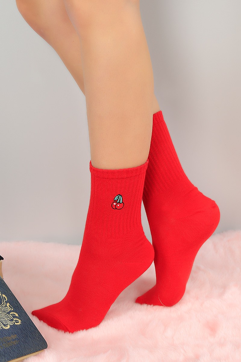 Renkli Desenli Bayan Soket Çorap 67035