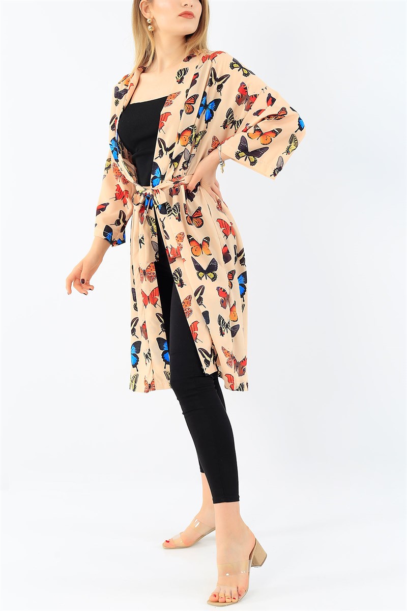 Renkli Desenli Moos Crep Kimono 37240