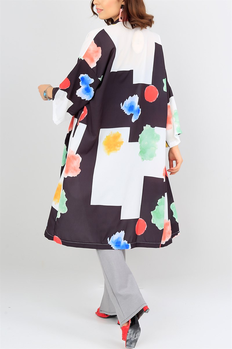 Renkli Desenli Moos Crep Kimono 38286