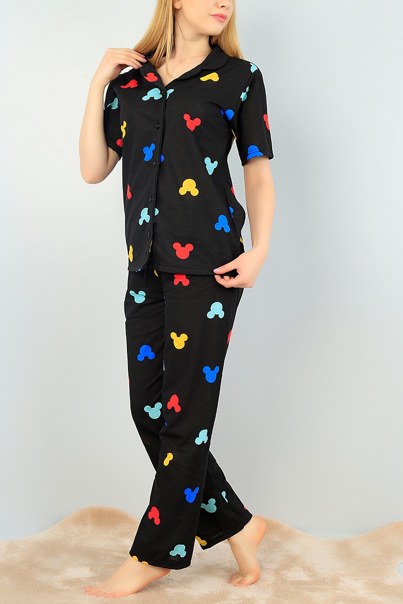 Renkli Düğmeli Bayan Pijama Takımı 64937